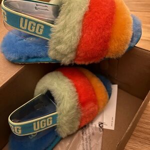UGG Kids Colorful Fluffy Slippers